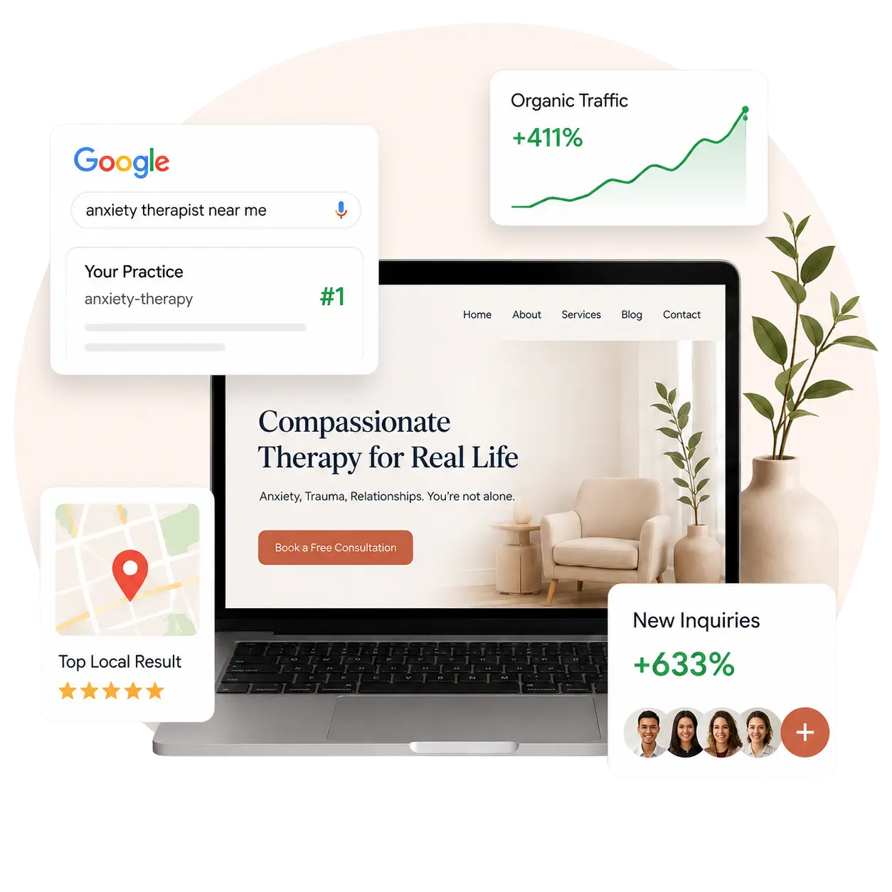 private therapist seo results