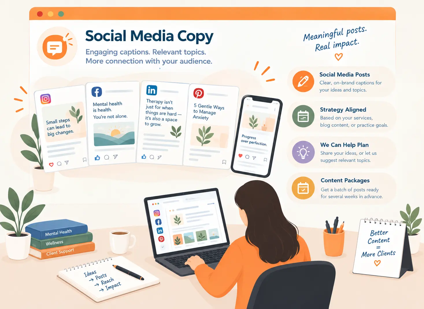 social-media-content writing and management for therapy businesses